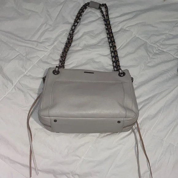 COPY - Rebecca MINKOFF light grey purse w fringe and hardware - Picture 2 of 8